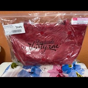 City Scene Bag - Ruby Distressed Pebble with “Bendecida” (Blessed) Embroidery